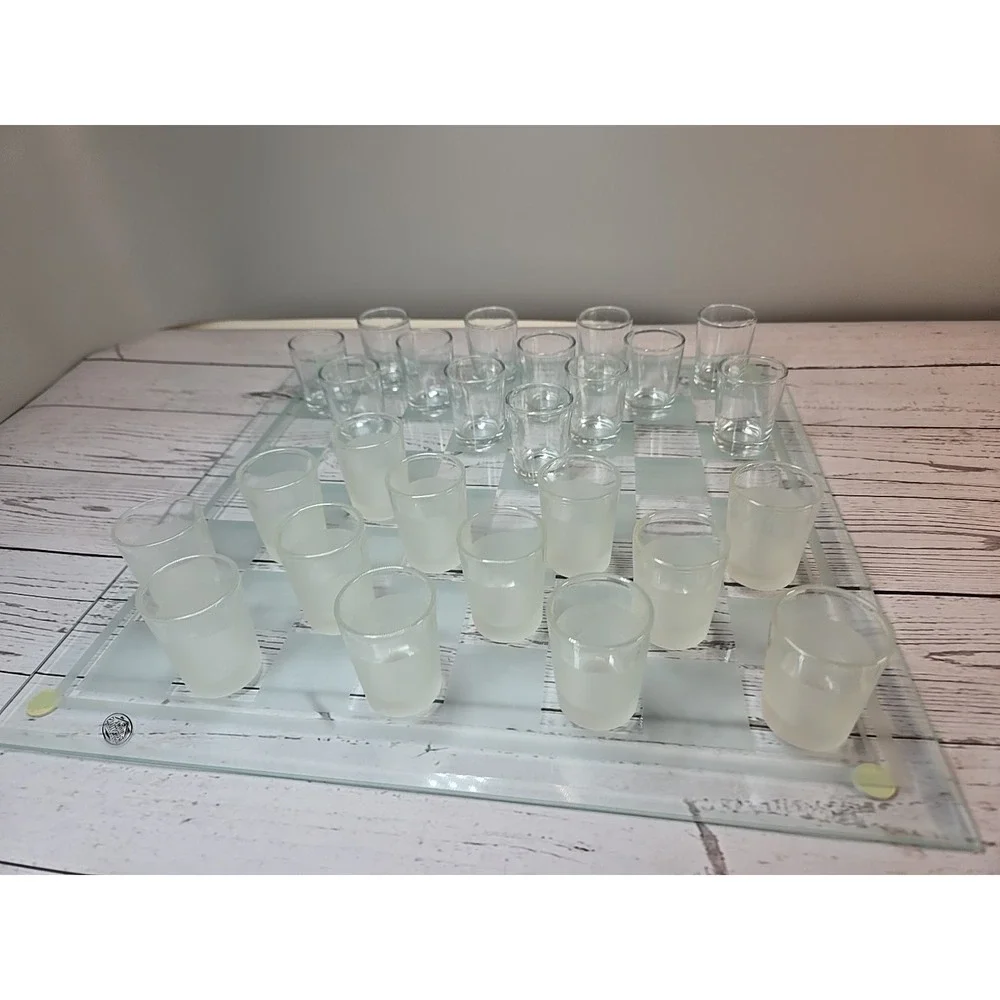 Shot Glasses Game Set Of‎ 26 Shot Glasses With Glass Checkerboard Checkers